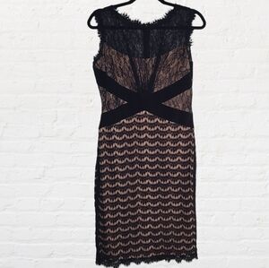 Frank Lyman black lace and beige cocktail dress